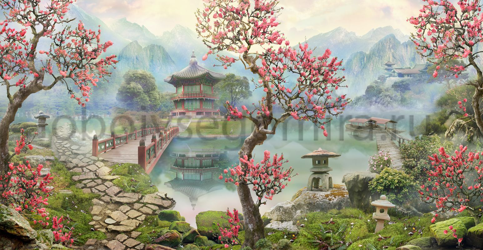 Японский пейзаж на стене