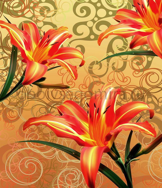 Фрески Цветы Лилии и одуванчики ID135570