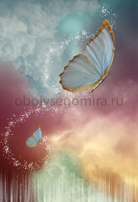Фрески Цветы Бабочки ID13022