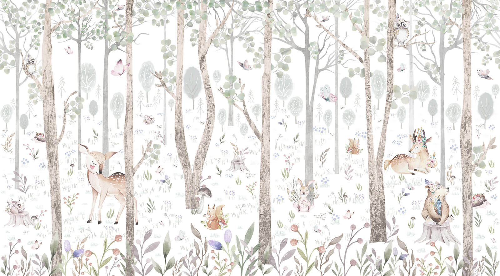 Фреска в детскую лес
